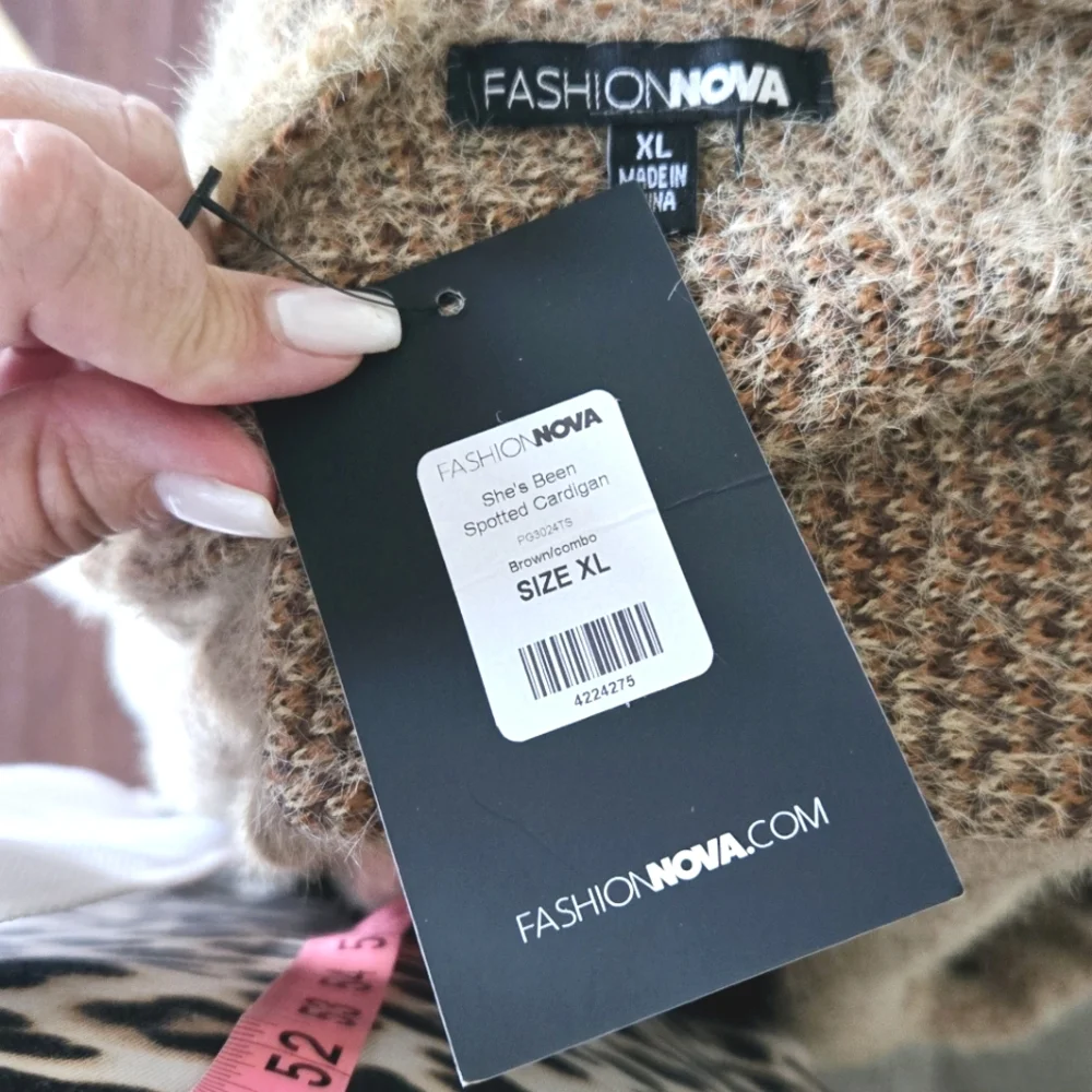 🏷️FN She's Been Spotted Cardigan Longline Pockets Animal Print XL - Picture 11 of 15